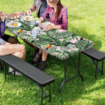 Tropical Palm Leaf And Toucan Print Picnic Table Cover