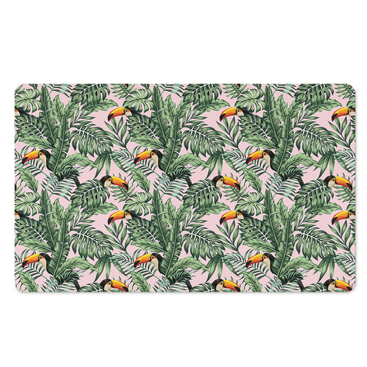 Tropical Palm Leaf And Toucan Print Polyester Doormat