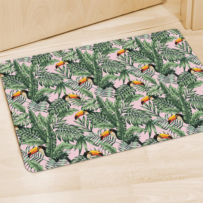 Tropical Palm Leaf And Toucan Print Polyester Doormat