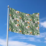 Tropical Palm Leaf And Toucan Print Polyester Flag