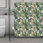 Tropical Palm Leaf And Toucan Print Polyester Shower Curtain