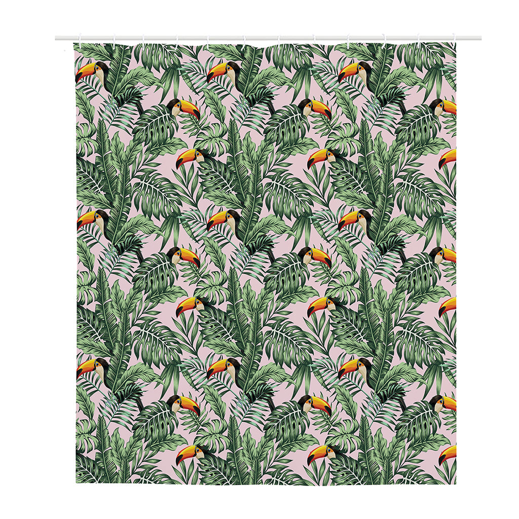 Tropical Palm Leaf And Toucan Print Polyester Shower Curtain