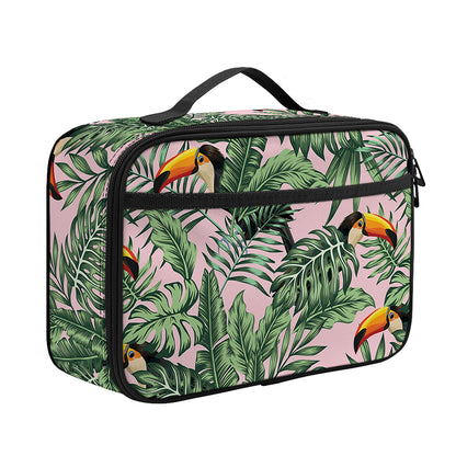 Tropical Palm Leaf And Toucan Print Portable Lunch Bag
