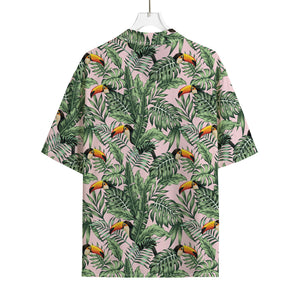 Tropical Palm Leaf And Toucan Print Rayon Hawaiian Shirt