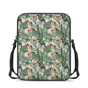 Tropical Palm Leaf And Toucan Print Rectangular Crossbody Bag