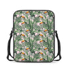 Tropical Palm Leaf And Toucan Print Rectangular Crossbody Bag