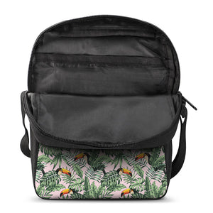 Tropical Palm Leaf And Toucan Print Rectangular Crossbody Bag