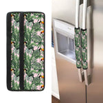 Tropical Palm Leaf And Toucan Print Refrigerator Handle Covers