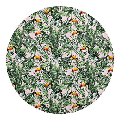 Tropical Palm Leaf And Toucan Print Round Blanket