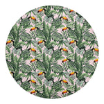 Tropical Palm Leaf And Toucan Print Round Blanket