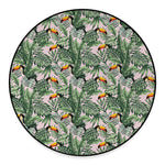 Tropical Palm Leaf And Toucan Print Round Floor Mat