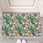Tropical Palm Leaf And Toucan Print Rubber Doormat