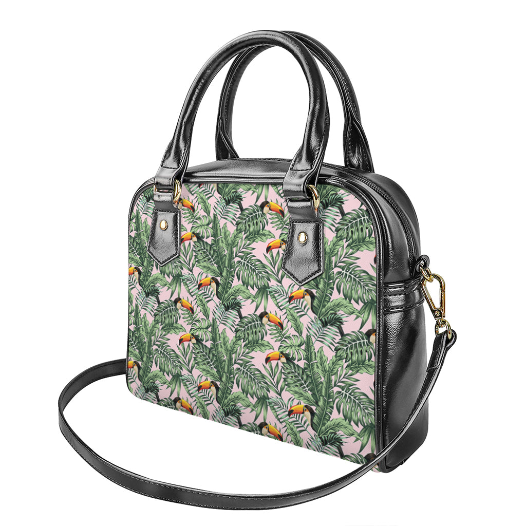 Tropical Palm Leaf And Toucan Print Shoulder Handbag