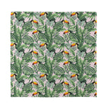 Tropical Palm Leaf And Toucan Print Silk Bandana