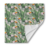 Tropical Palm Leaf And Toucan Print Silk Bandana