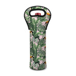Tropical Palm Leaf And Toucan Print Single Neoprene Wine Tote