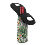 Tropical Palm Leaf And Toucan Print Single Neoprene Wine Tote