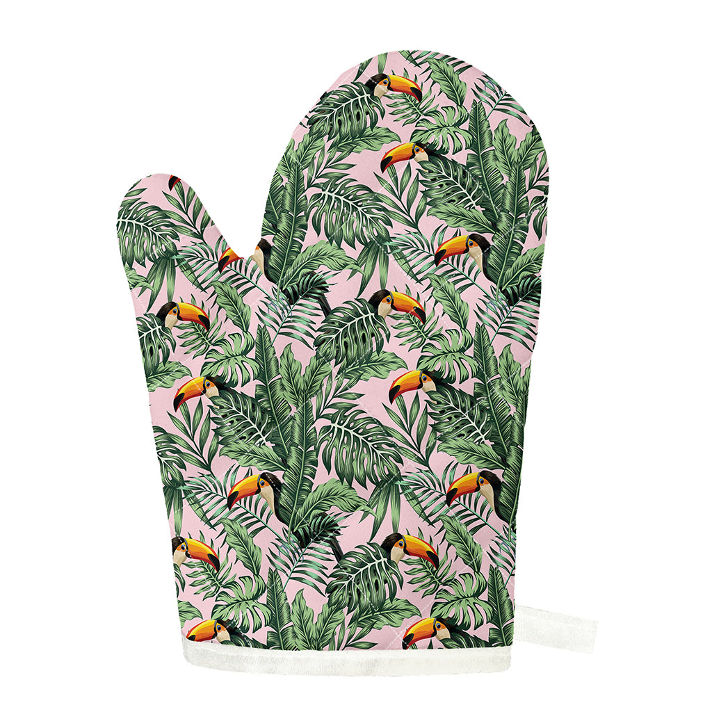 Tropical Palm Leaf And Toucan Print Single Oven Mitt