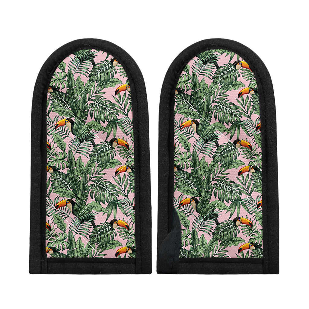 Tropical Palm Leaf And Toucan Print Skillet Handle Cover