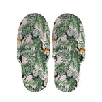Tropical Palm Leaf And Toucan Print Slippers