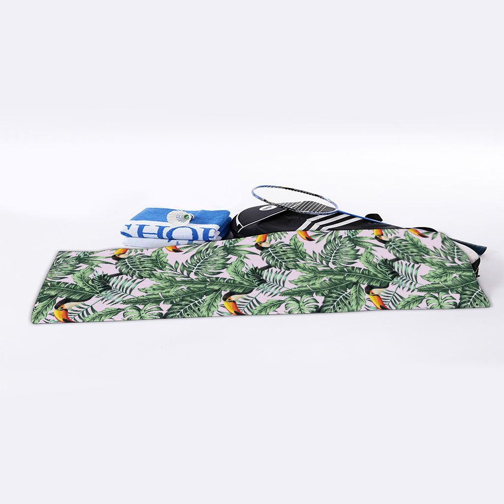 Tropical Palm Leaf And Toucan Print Sports Towel
