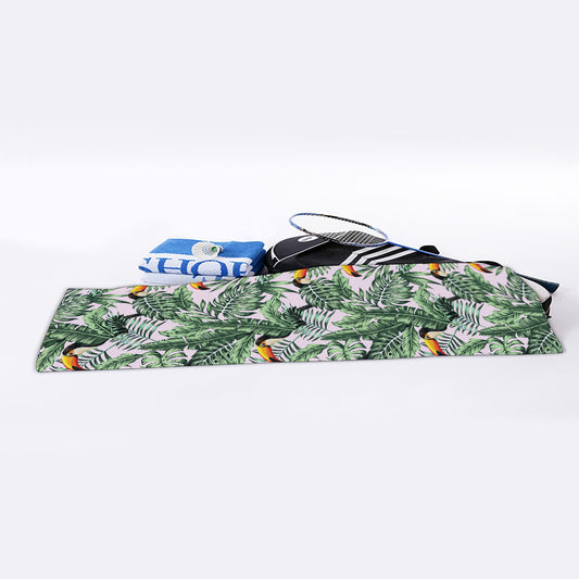 Tropical Palm Leaf And Toucan Print Sports Towel