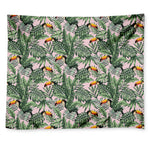 Tropical Palm Leaf And Toucan Print Tapestry