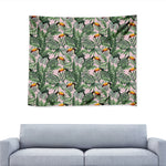 Tropical Palm Leaf And Toucan Print Tapestry