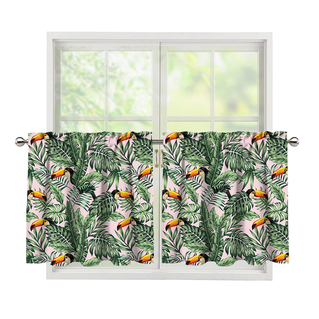 Tropical Palm Leaf And Toucan Print Tier Curtains