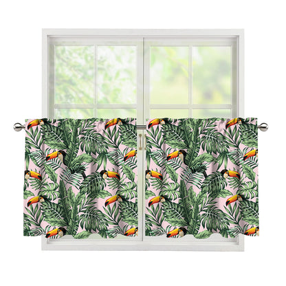 Tropical Palm Leaf And Toucan Print Tier Curtains