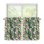 Tropical Palm Leaf And Toucan Print Tier Curtains
