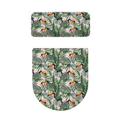Tropical Palm Leaf And Toucan Print Toilet Lid And Tank Cover Set