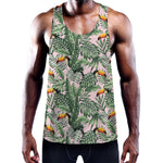 Tropical Palm Leaf And Toucan Print Training Tank Top