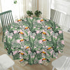 Tropical Palm Leaf And Toucan Print Waterproof Round Tablecloth