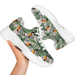 Tropical Palm Leaf And Toucan Print White Chunky Shoes