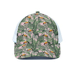 Tropical Palm Leaf And Toucan Print White Mesh Trucker Cap
