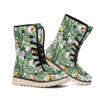 Tropical Palm Leaf And Toucan Print Winter Boots