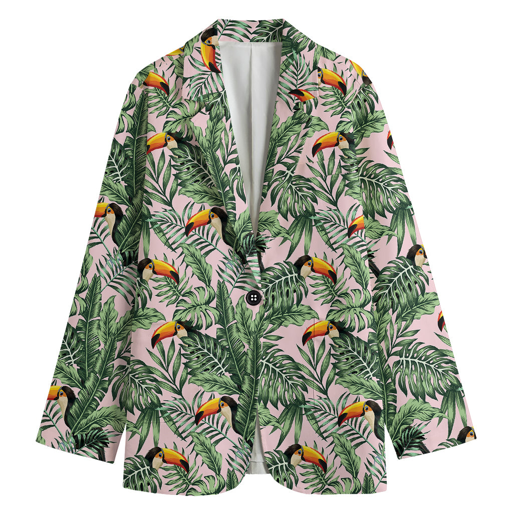 Tropical Palm Leaf And Toucan Print Women's Blazer