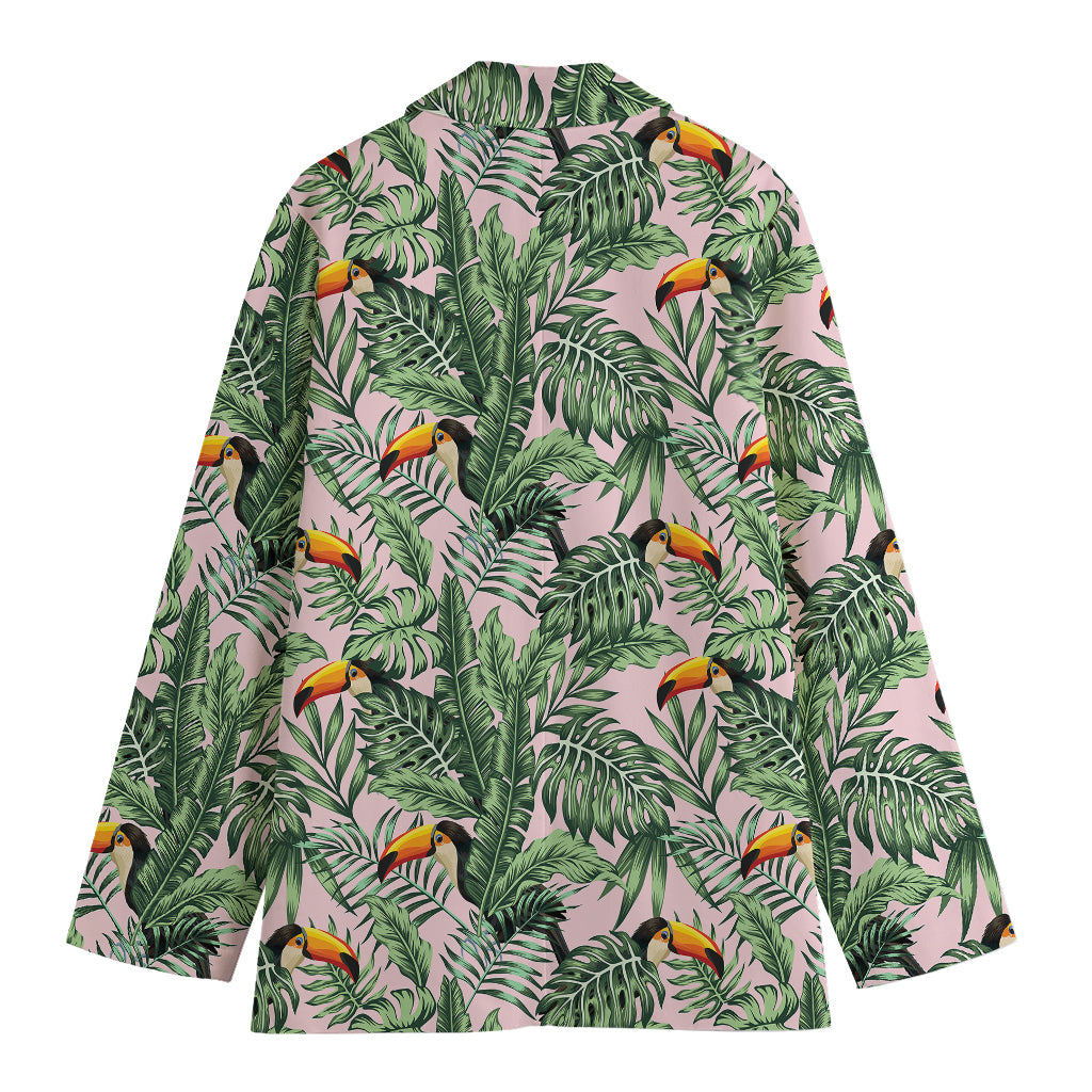 Tropical Palm Leaf And Toucan Print Women's Blazer