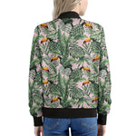 Tropical Palm Leaf And Toucan Print Women's Bomber Jacket