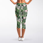 Tropical Palm Leaf And Toucan Print Women's Capri Leggings