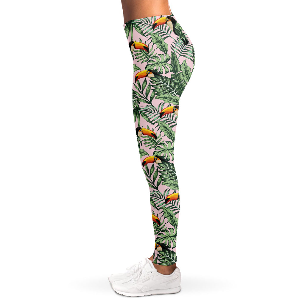 Tropical Palm Leaf And Toucan Print Women's Leggings