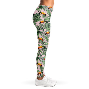 Tropical Palm Leaf And Toucan Print Women's Leggings