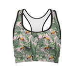 Tropical Palm Leaf And Toucan Print Women's Sports Bra
