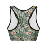 Tropical Palm Leaf And Toucan Print Women's Sports Bra
