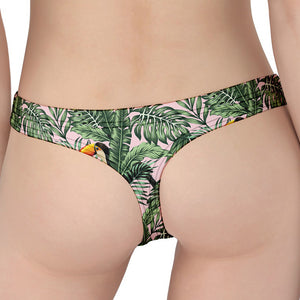 Tropical Palm Leaf And Toucan Print Women's Thong