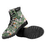 Tropical Palm Leaf And Toucan Print Work Boots