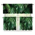 Tropical Palm Leaf Print 3 Piece Kitchen Curtains