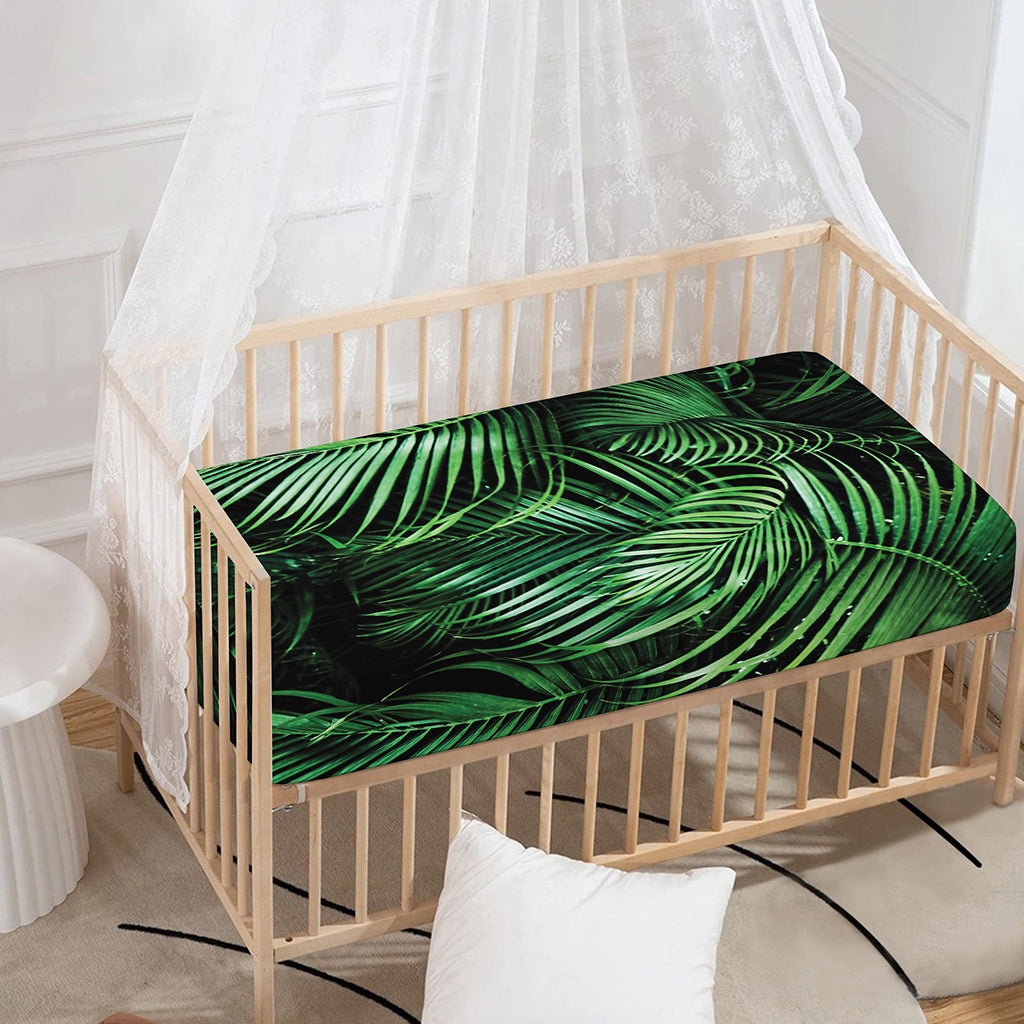 Tropical Palm Leaf Print Baby Crib Sheet