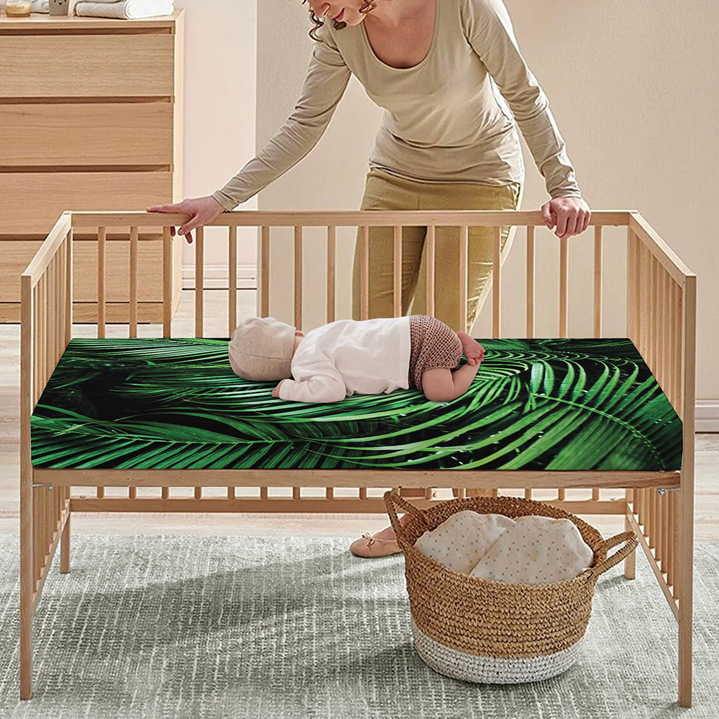 Tropical Palm Leaf Print Baby Crib Sheet
